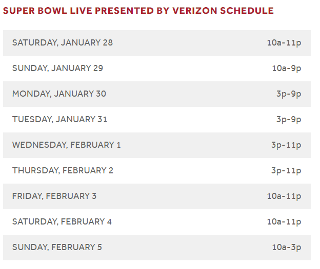 Super Bowl Live Schedule Houston 2017 SB51