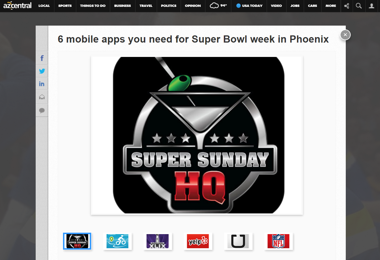 The Super Sunday HQ App allows  fans to connect with each other as they plan and share their Super Bowl Week!