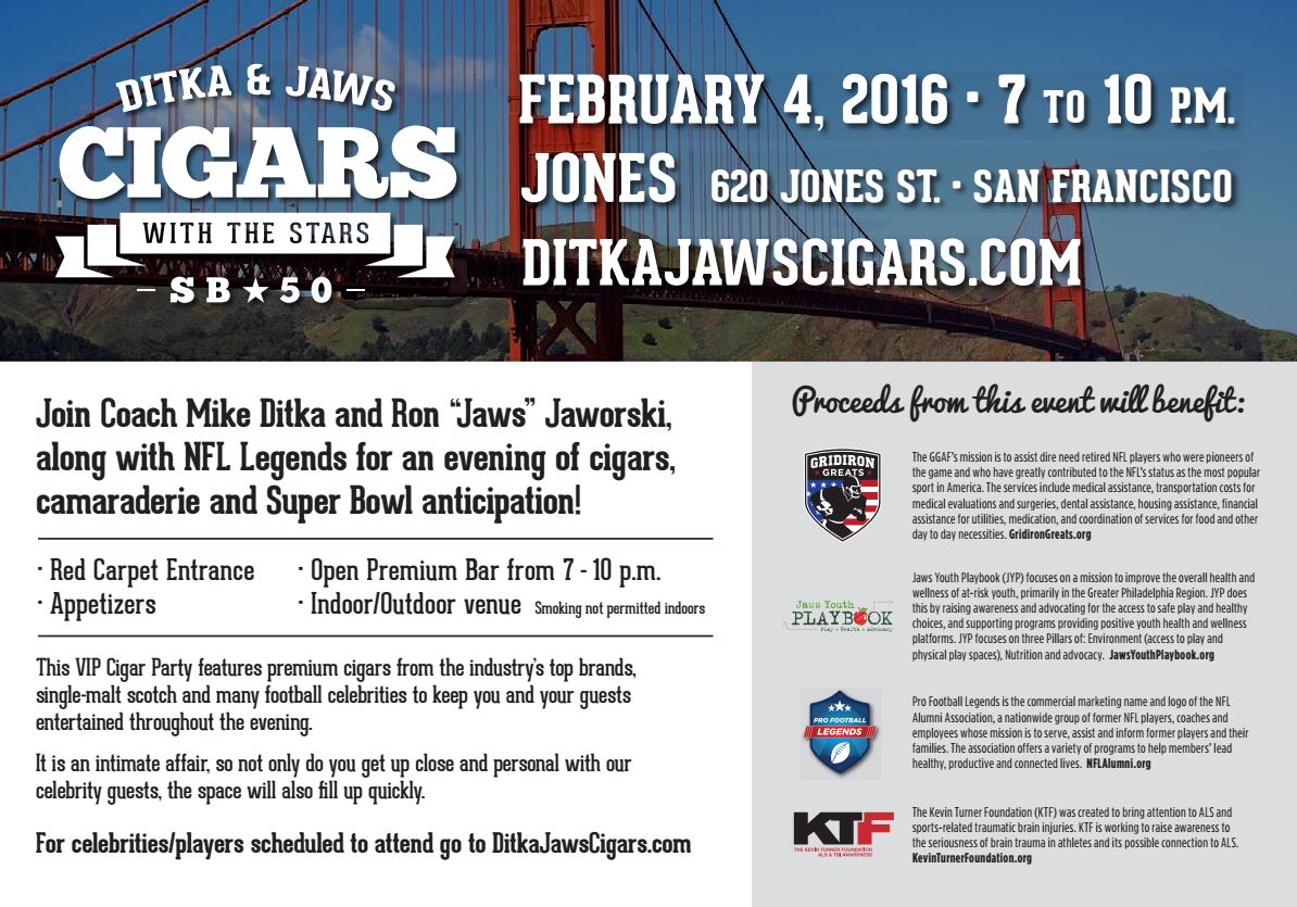 Ditka & Jaws Cigars with the Stars Super Bowl 50 Party 2016 San Francisco SF Bay Area 2