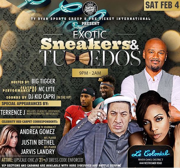 Exotic Sneakers and Tuxedos Super Bowl Party Houston 2017