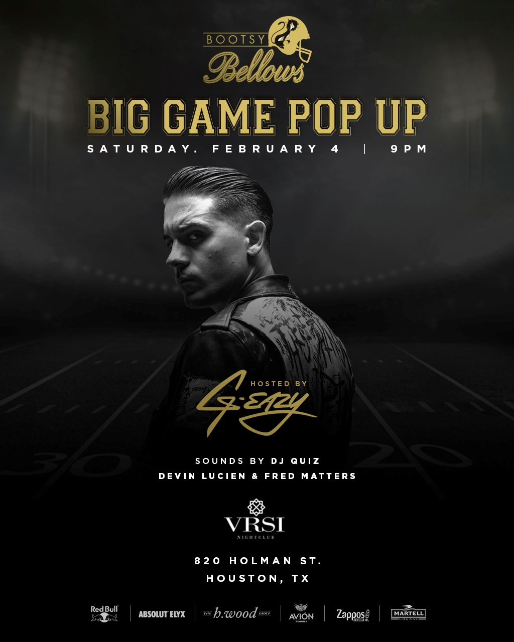 LAS VEGAS SUPER BOWL PARTIES AND TAILGATES 2024  Bootsy Bellows G-Eazy Super  Bowl Party, Houston Super Bowl Events 2017, Houston Super Bowl Parties 2017